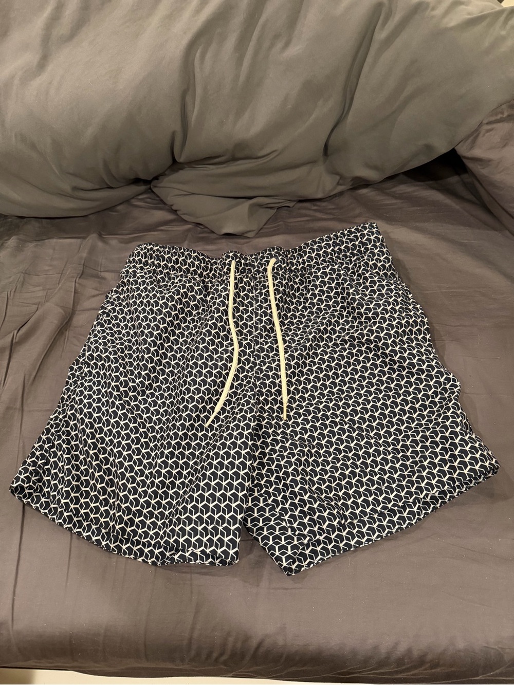 H&M Black and White Geometric Swim Shorts